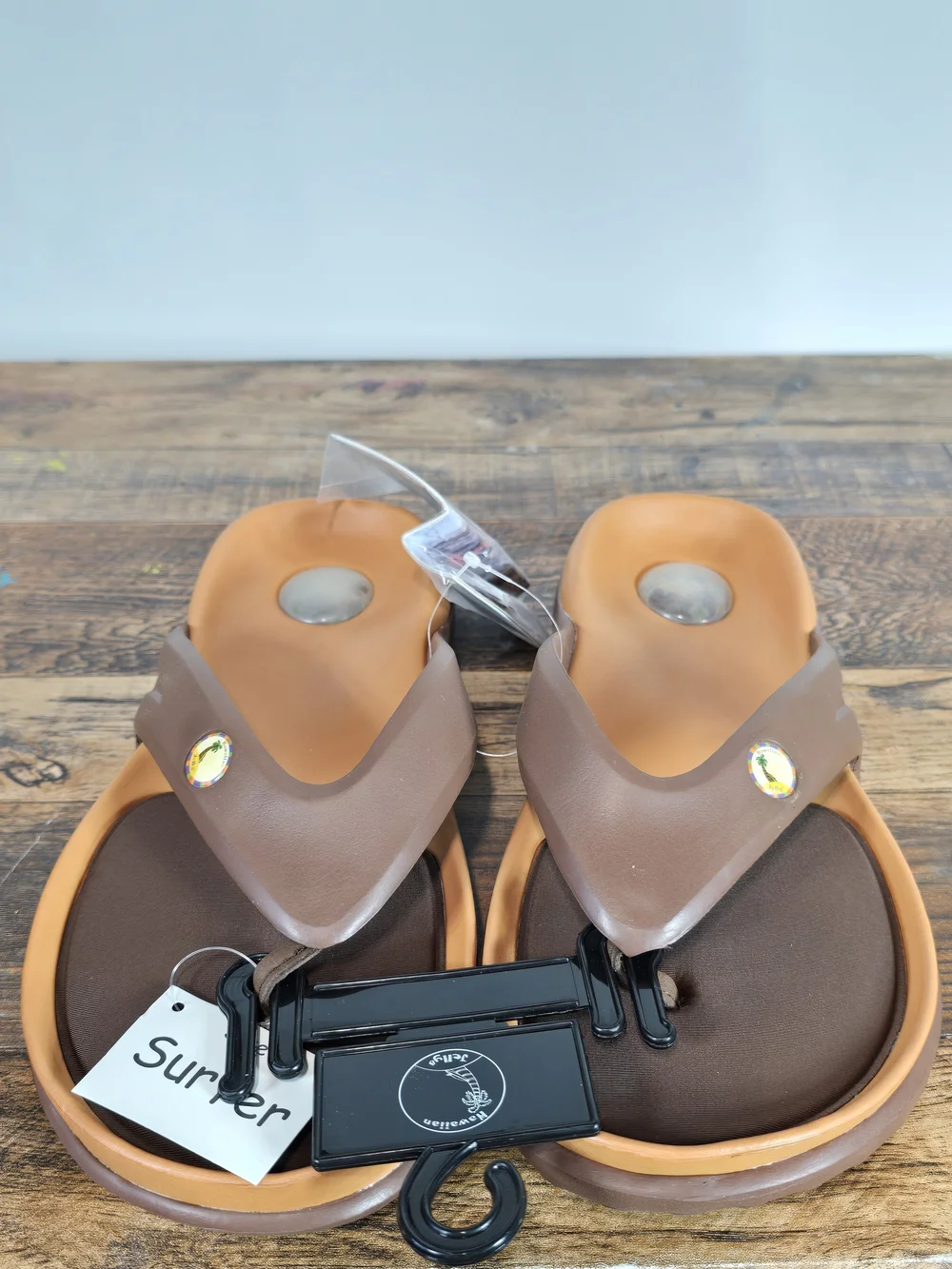 Men's Brown and Tan Men's Flip Flop Sandals Size 7